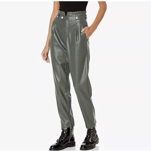 Blank NYC Pants - BLANKNYC Green Faux Leather High Waist Tapered Pants Size 30